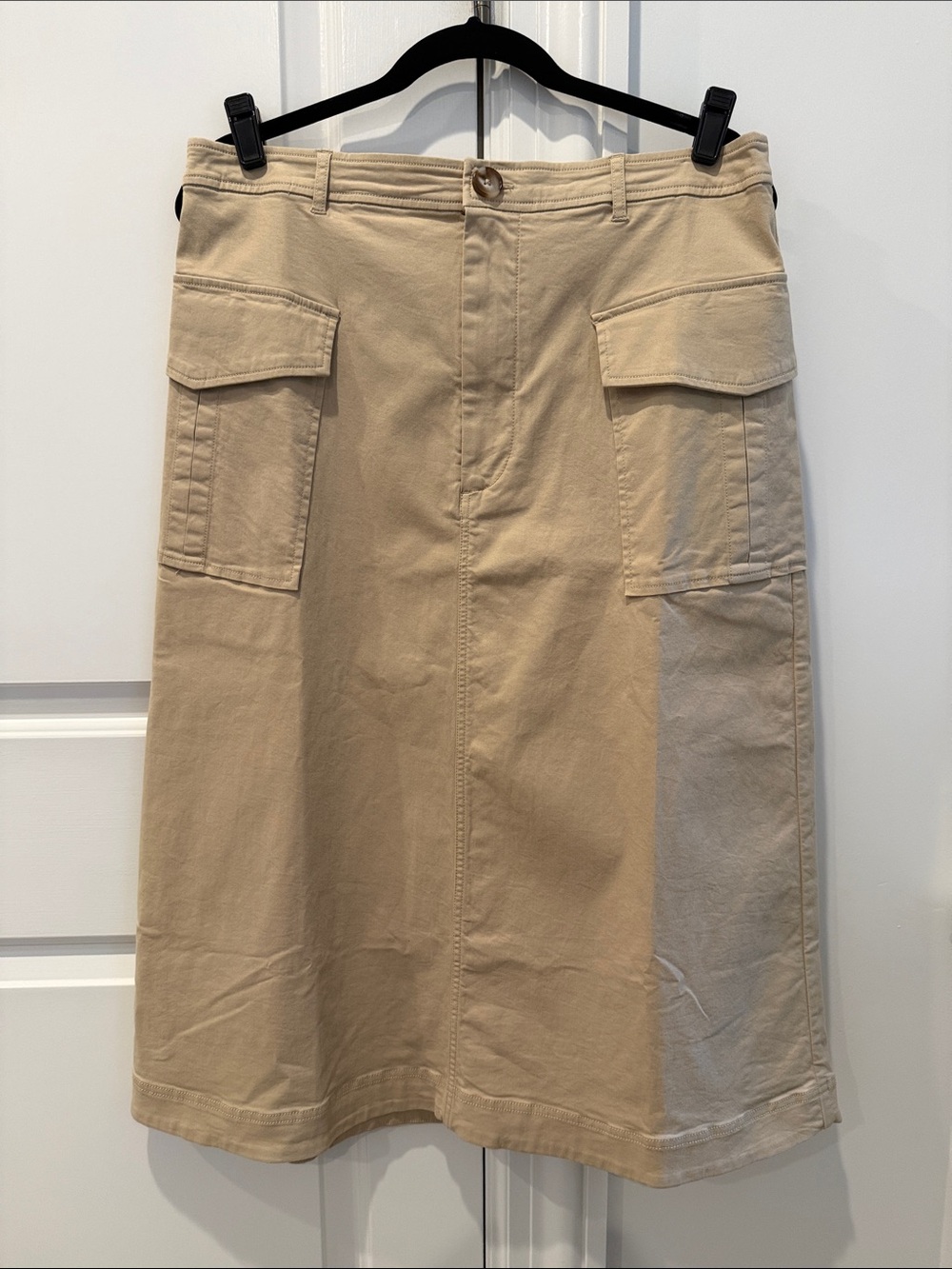 Maeve Khaki Colette Cargo Midi Skirt Size L NWT